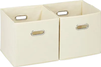 Produktbild von MODFU 2er Set Faltbox Klappbox AufbewahrungsboxStoff Stoff Kiste Faltschachtel Regalbox Aufbewahrung Boxas Cremneweiß