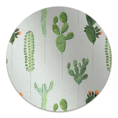 Produktbild von Rundmatte - Stuhlunterlage Bürostuhlunterlage - Rund Ø 100 cm - Bodenmatte - Fußmatte - Kakteen