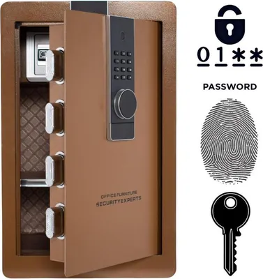 Immagine prodotto di Cassaforte domestica blindata biometrica con impronta digitale 60x38x33 cm Marrone