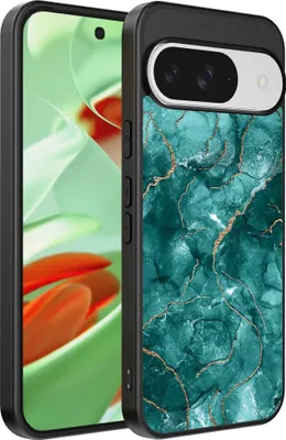 Produktbild von Fit für Google Pixel 9 Pro Telefon Fall mit Marmor Druck - TPU zurück Abdeckung Fall Marmor Design - Gold Grün - Smartphonica