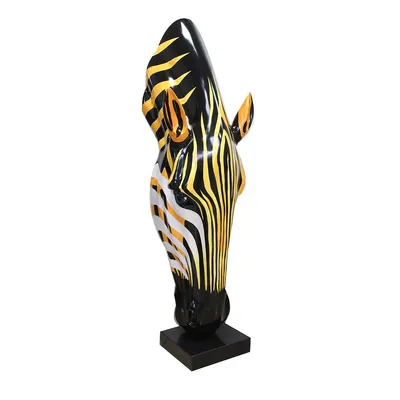 Produktbild von Gilde Skulptur, Zebra, "Zebrakopf", Kunstharz, Marmor, orange, schwarz, VE 1, L. 48 cm, B. 51 cm, H. 152 cm 60096 4063387600962