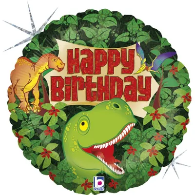 Produktbild von 18"/Ø46cm Folienballon "Happy Birthday" Dinosaurier