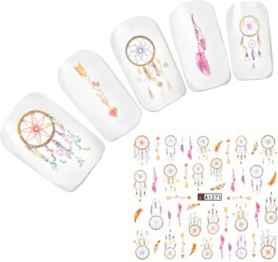 Produktbild von Tattoo Nail Art Traumfänger Feder Herz Aufkleber Nagel Sticker
