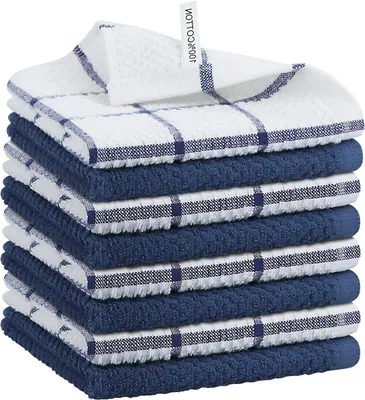 Productafbeelding van Vaatdoeken Katoen - Keukendoeken Schoonmaakdoeken - Keuken Schoonmaken - Super Absorberend Sneldrogend - 30 x 30 cm - Marineblauw