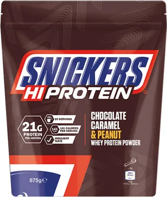 Obrázok produktu pre Mars Snickers HiProtein Powder 875 g Snickers (čokoláda-karamel-arašid) / Srvátkové whey proteíny / Lahodný srvátkový proteín s nezameniteľnou chuťou Snickers tyčinky