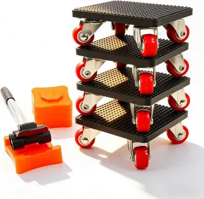 Produktbild von Famanu Umzugset mit 4 Transportrollen und Möbelheber - für schweres Transportgut