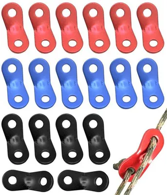 Zdjęcie produktu dla 18 sztuk zacisków do lin, aluminium, 2 otwory, namiot, outdoor, wędrówki, kemping