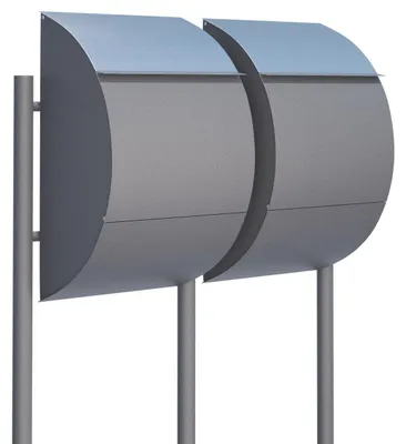 Produktbild von Briefkastenanlage Jumbo for Two in Grau Metallic mit Edelstahlklappe