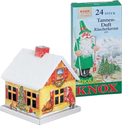 Produktbild von KNOX - Räucherhaus aus Metall - Weihnachtsmannhaus - mit 24 Räucherkerzen Tannenduft