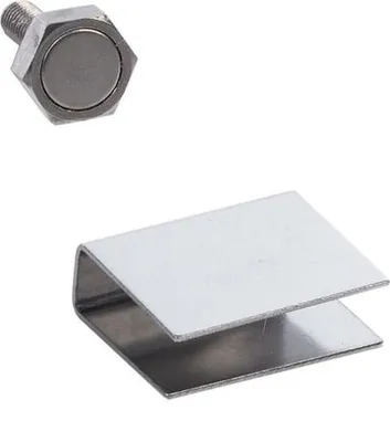 Produktbild von Türmagnet 15mm 95 N für Sauna mit U-Haftblech für Glastüren 6mm