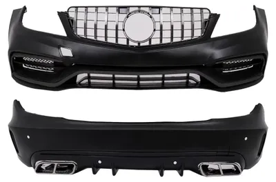 Productafbeelding van Bodykit voor Mercedes C W204 07-15 ombouw naar W205 C63 Design bumpers en uitlaatpijpen.