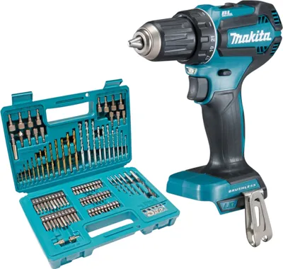 Image de Makita DDF 485 Z Perceuse-visseuse sans fil 18 V 50 Nm Brushless + 102 pces Jeu de forets Bit - sans batterie, sans chargeur