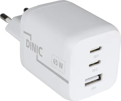 Produktbild von DINIC 65 W Schnellladegerät (GAN), USB C & USB A, Weiß