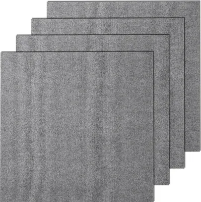 Produktbild von VEVOR Teppichfliesen zum Abziehen und Aufkleben, 61 x 61 cm, selbstklebende Teppichbodenfliesen, weich gepolsterte Teppichfliesen, DIY-Installation für Schlafzimmer, Wohnzimmer, (9 Stk., Hellgrau)