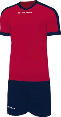 Productafbeelding van 2XS Rosso/Blu | Givova Revolution voetbalset met shirt en shorts, rood/marineblauw