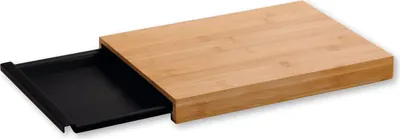 Produktbild von KESPER Schneidebrett Bambus mit schwarzer Auffangschale – seitlich herausziehbar – 34 x 24 x 3,5 cm – hygienisch & praktisch – Modell 58358