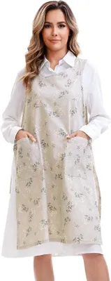 Produktbild von Unyqoos® Baumwoll-Küchenschürze für Damen – verstellbares Taillenband, 2 Taschen, leichtes hautfreundliches Design für Kochen, Garten & Basteln