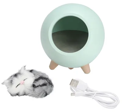 Obrázek produktu pro Roztomilé noční světlo ve tvaru kočky, malý domeček pro domácí mazlíčky, LED lampa, osvětlení ložnice, atmosférická lampa, zelená
