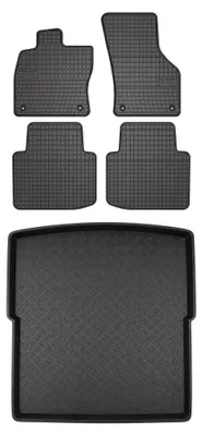 Productafbeelding van Rubberen automatten + kofferbakmat voor Skoda Superb III 2020 (stationwagen) – 5-delig, zwart, op maat – Wielganizator SolidPRO
