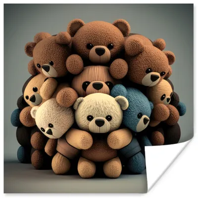 Produktbild von MuchoWow® Poster Teddybär - Teddy - Braun - Design - Jungen - Mädchen 50x50 cm - Wohnzimmerdekoration