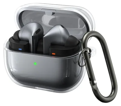 Produktbild von Cazy Silikonhülle für Samsung Galaxy Buds3 / Galaxy Buds3 Pro, inklusive Karabinerhaken, Schützt vor Kratzern und Stößen, Transparent