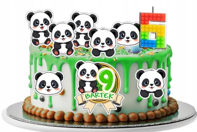 Obrázek produktu pro Opłatek Zestaw Urodzinowy Postacie Na Tort - Zwierzęta Miś Panda + Imię
