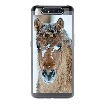 Produktbild von MuchoWow® Handyhülle Schutzhülle Hülle für Samsung Galaxy A80 Junges Fjordpferd mit Schnee bedeckt Silikon Softcase Handy Hülle - Schutzdeckel