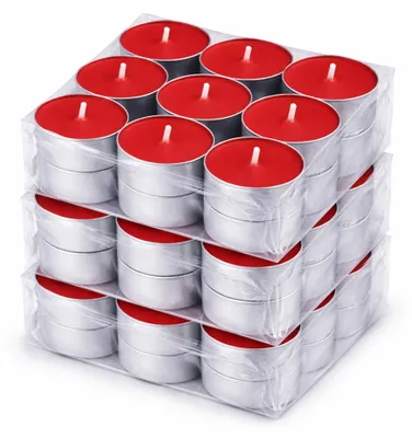 Produktbild von Duft-Teelichter 54er Pack – Duft Erdbeere, ca. 4 Stunden Brenndauer, Teelicht Kerzen aus Wachs, rund Ø 4 cm, hergestellt in der EU, für Indoor & Outdoor