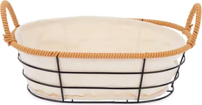 Immagine prodotto di KINVARA | Cestino in filo metallico - Contenitore - 29 x 20 x 14 cm - Ovale - Cestino - con inserti in tessuto
