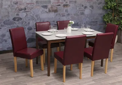 Obrázek produktu pro sada 6 jídelních židlí Kuchyňská židle Littau  Imitace kůže, červená, světlé nohy