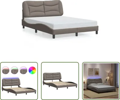 Produktbild von The Living Store Bettgestell mit LED Taupe 120x200 cm Stoff