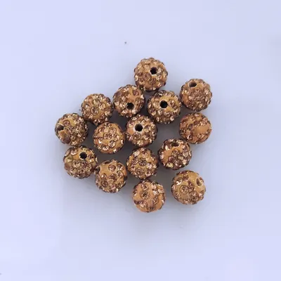 Produktbild von Shamballa Perlen, glitzer, 8 mm, 15 Stück, Braun hell
