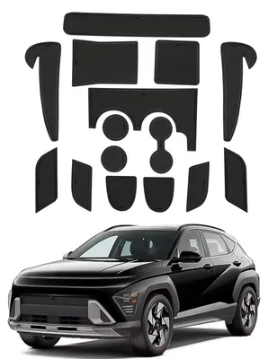 Image de Compatibles avec la Hyundai Kona SX2 EV 2024-2025 : tapis en caoutchouc pour la console centrale, tapis antidérapants pour la Kona EV, tapis de sol antidérapants en caoutchouc pour la Kona EV 2024.
