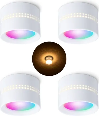 Produktbild von SSC-LUXon 4 Stück ALAPI Deckenspot weiß inkl. Smart Home GX53 LED Wifi RGBW - Aufputz Leuchte LED kompatibel mit Alexa, Siri & Google