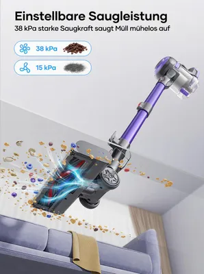 Produktbild von Laresar V10 Lite Akku Staubsauger, 38.000pa Staubsauger, Bis zu 45 Min Laufzeit，Anti-Tangle Roller Die V-förmige Bürste