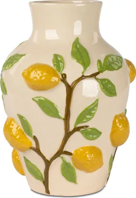 Produktbild von Dekovase ZITRONEN rund H. 33cm creme gelb aus Keramik Formano
