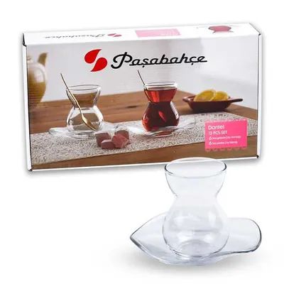 Produktbild von Pasabahce-Dantel-Tuerkische-Teeglaeser-Teeglas-Set-12-tlg-6-Personen-Cay-Bardagi