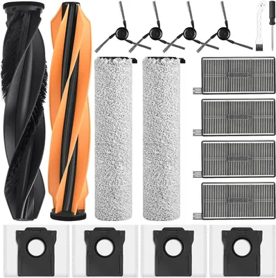 Produktbild von 18 Stück Zubehör für Dreame Aqua10 Ultra Roller Complete Saugroboter, Ersatzteil mit 4 Staubbeutel 4 Seitenbürsten 4 Filter 2 Wischwalze 2 Hauptbürste 1 Reinigungsbürste 1 Schraubendreher