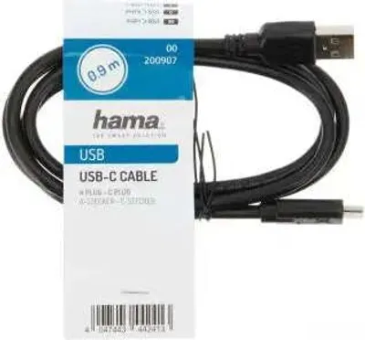 Zdjęcie produktu dla Hama 00200907, 0,9 m, USB C, USB A, USB 2.0, 0,48 Gbit/s, Czarny