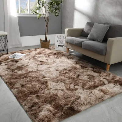 Obrázok produktu pre Koberec s vysokým vlasom 160x230 cm, hnedý, prateľný, protišmykový, do obývačky