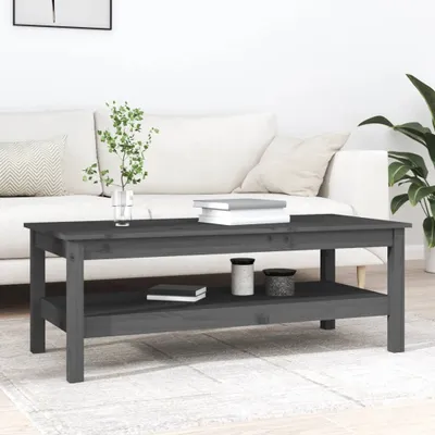 Produktbild von vidaXL Couchtisch Grau 110x50x40 cm Massivholz Kiefer - Couchtisch - Couchtische - Beistelltisch - Sofatisch