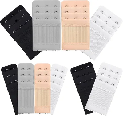 Produktbild von Bh-Verlängerer 10 Stück, Elastisch Mit 2 Haken Und 3 Haken, Für Frauen-Bh In Weiß Schwarz Grau Hautfarbe