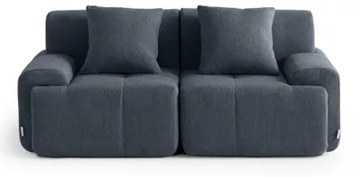 Image de Canapé modulable MILYSOFA SOFAMOUS 2 places, forme droite, tissu chenille, bleu-gris