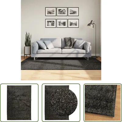Produktbild von The Living Store Teppich ISTAN Hochflor Glänzend Anthrazit 140x200 cm
