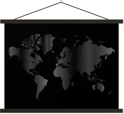 Produktbild von MuchoWow® Textilposter Weltkarte - schwarz und weiß 40x30 cm mit schwarzem Rahmen - Dekorationen