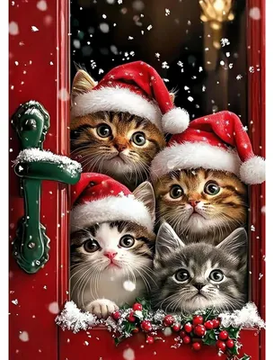 Diamond Painting Weihnachtskatze 30x40 cm – DIY-Set