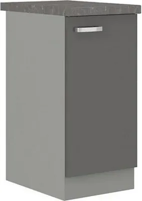 Image de Meuble bas de cuisine 1 porte 40 cm RONG - gris / gris brillant