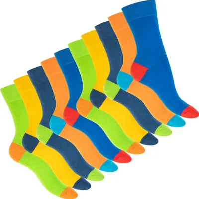 Produktbild von Footstar Damen und Herren Baumwoll-Socken (10 Paar) mit abgesetzter Ferse und Spitze - Multicolor 35-38