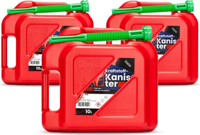 Produktbild von DQ-PP Kraftstoffkanister mit flexiblem Ausgießer | 3x 10 Liter | Rot | Benzinkanister Reservekanister | UN-Zulassung Dieselkanister