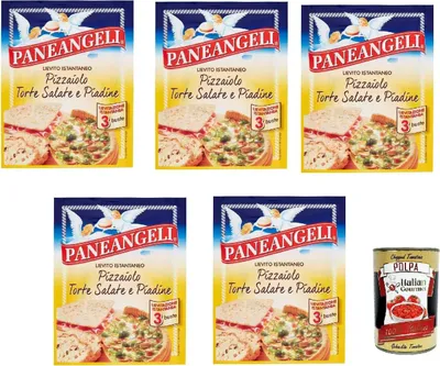 Produktbild von Paneangeli Lievito Pizzaiolo, Instanthefe Hefe zur Zubereitung köstlicher herzhafter Gerichte -5x 45g (3 Beutel à 15g) + Italian Gourmet polpa 400g